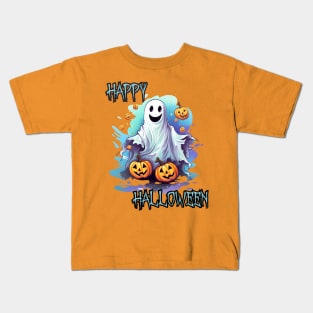 Spooky Ghost Happy Halloween Kids T-Shirt